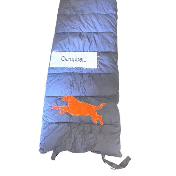 Pottery Barn Kids Sleeping Bag Nap Mat Blue Red Dog Monogrammed Campbell 66x32'' - Picture 1 of 8
